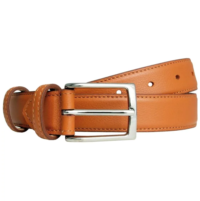 30 mm Textured Leather Belt Tawny