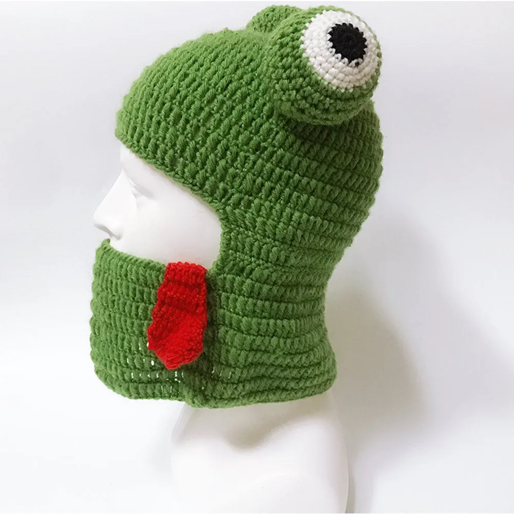 Adult Frog Hat Winter Hat Casual Beanies Knitted Hat Cap Costume Accessory Gifts Warm Bonnet