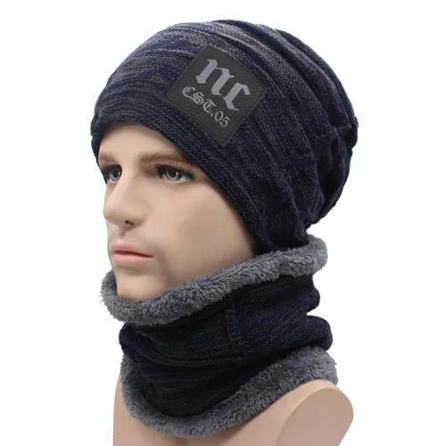 AETRUE Winter Knitted Hat Beanies Men Women Scarf Caps