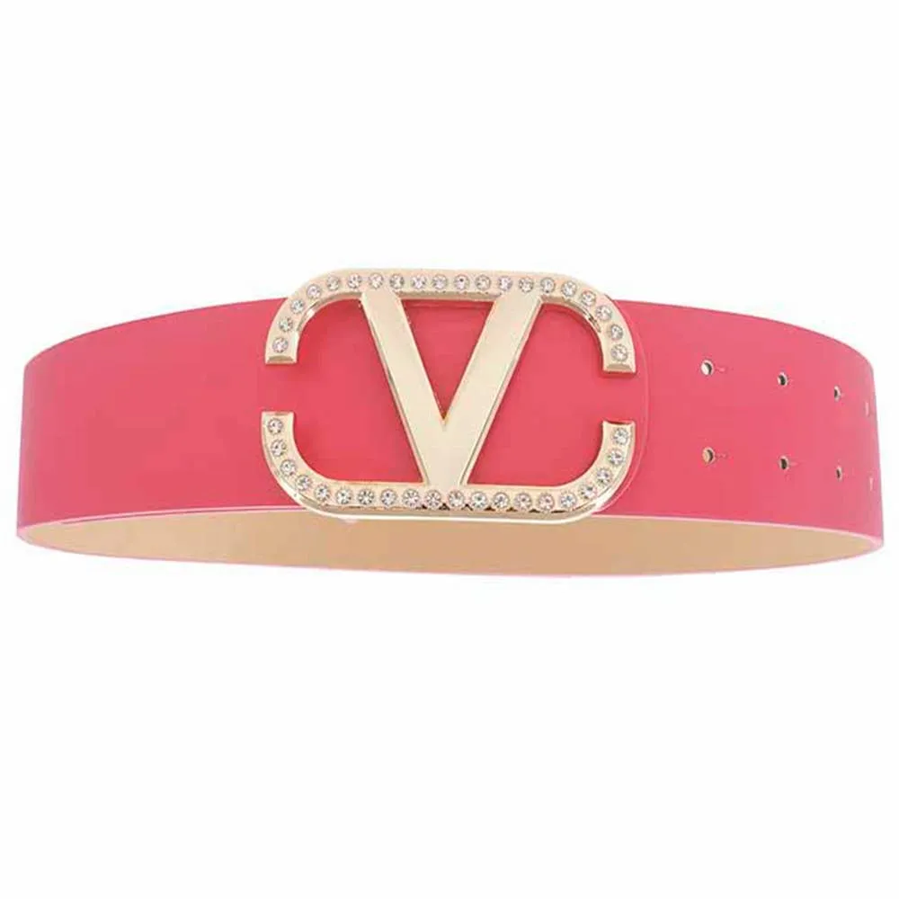 Angled Rhinestone Inverted V Buckle Belt