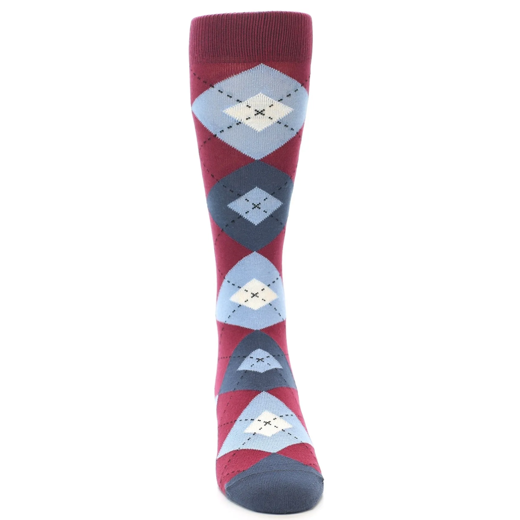 Apple Red Blue Argyle Men's Dress Socks