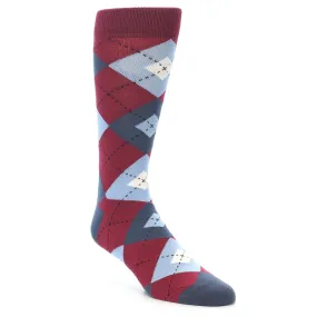 Apple Red Blue Argyle Men's Dress Socks