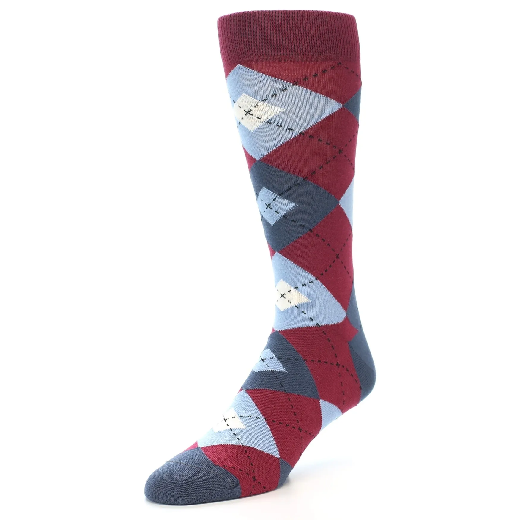 Apple Red Blue Argyle Men's Dress Socks