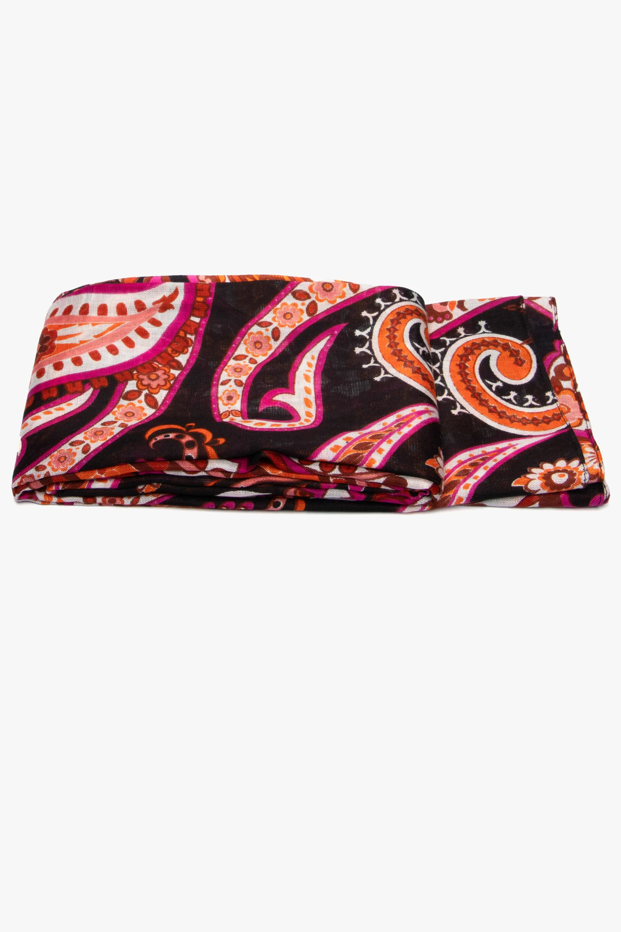 Ashton Lightweight Scarf - Burnt Orange, Paisley