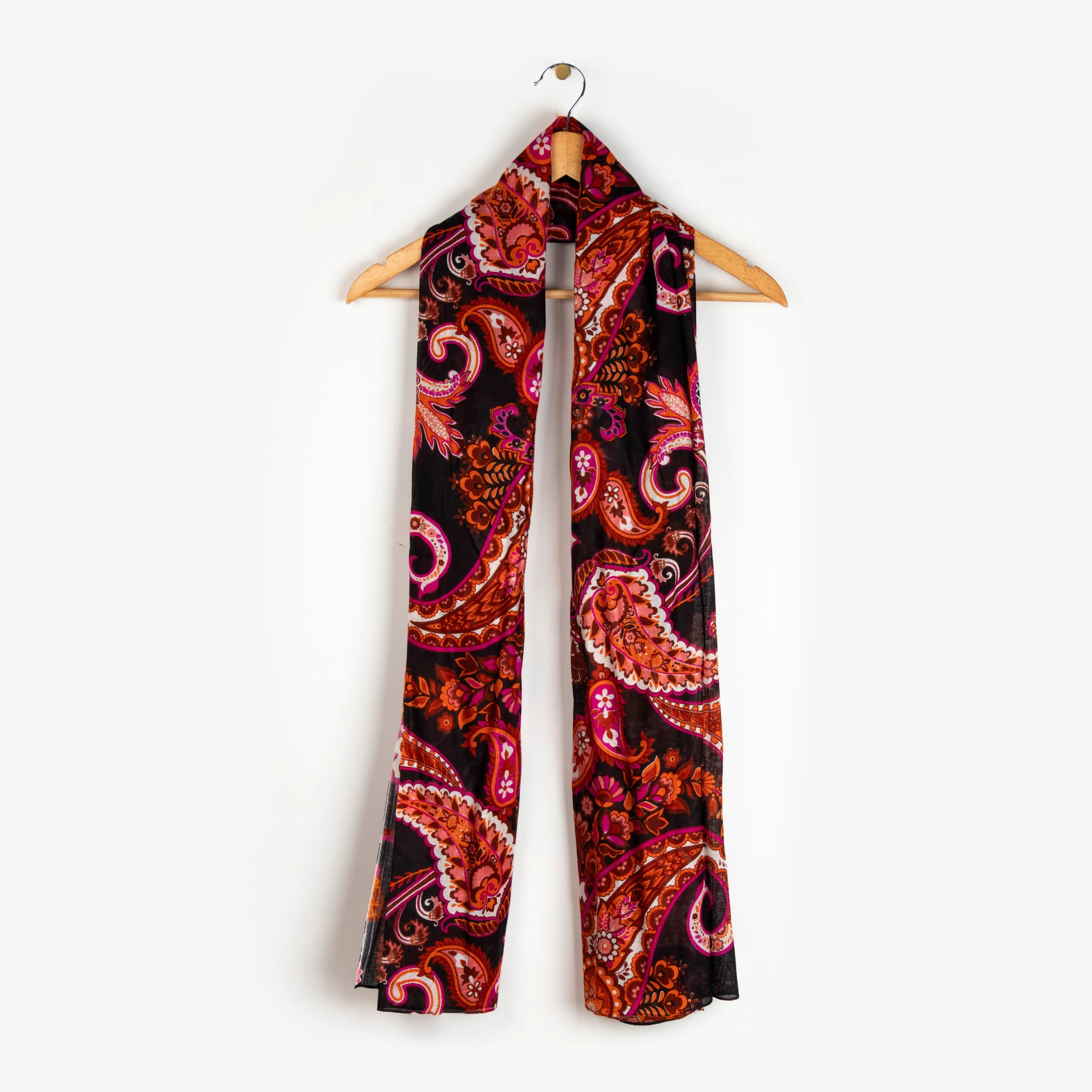 Ashton Lightweight Scarf - Burnt Orange, Paisley