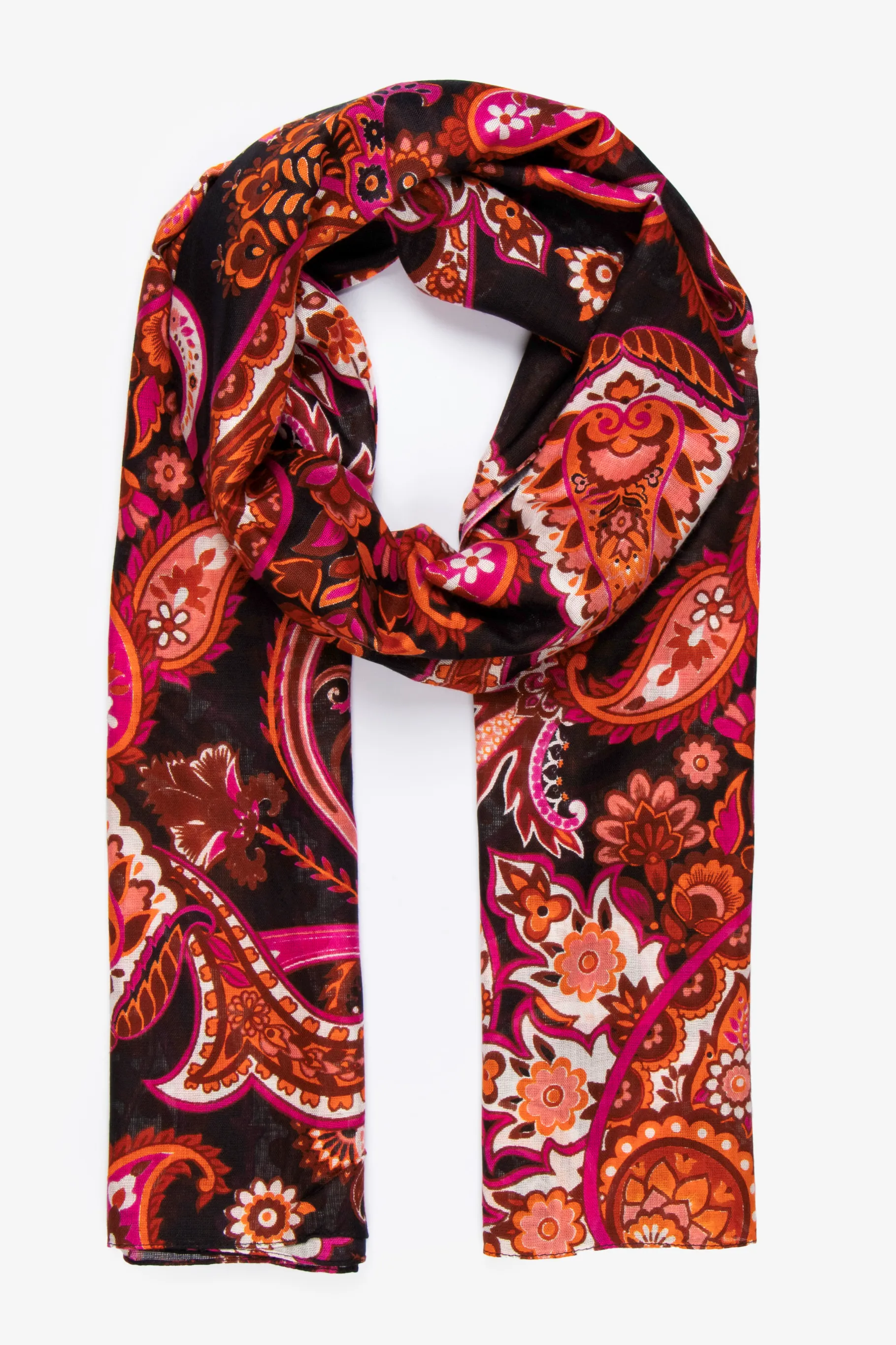 Ashton Lightweight Scarf - Burnt Orange, Paisley