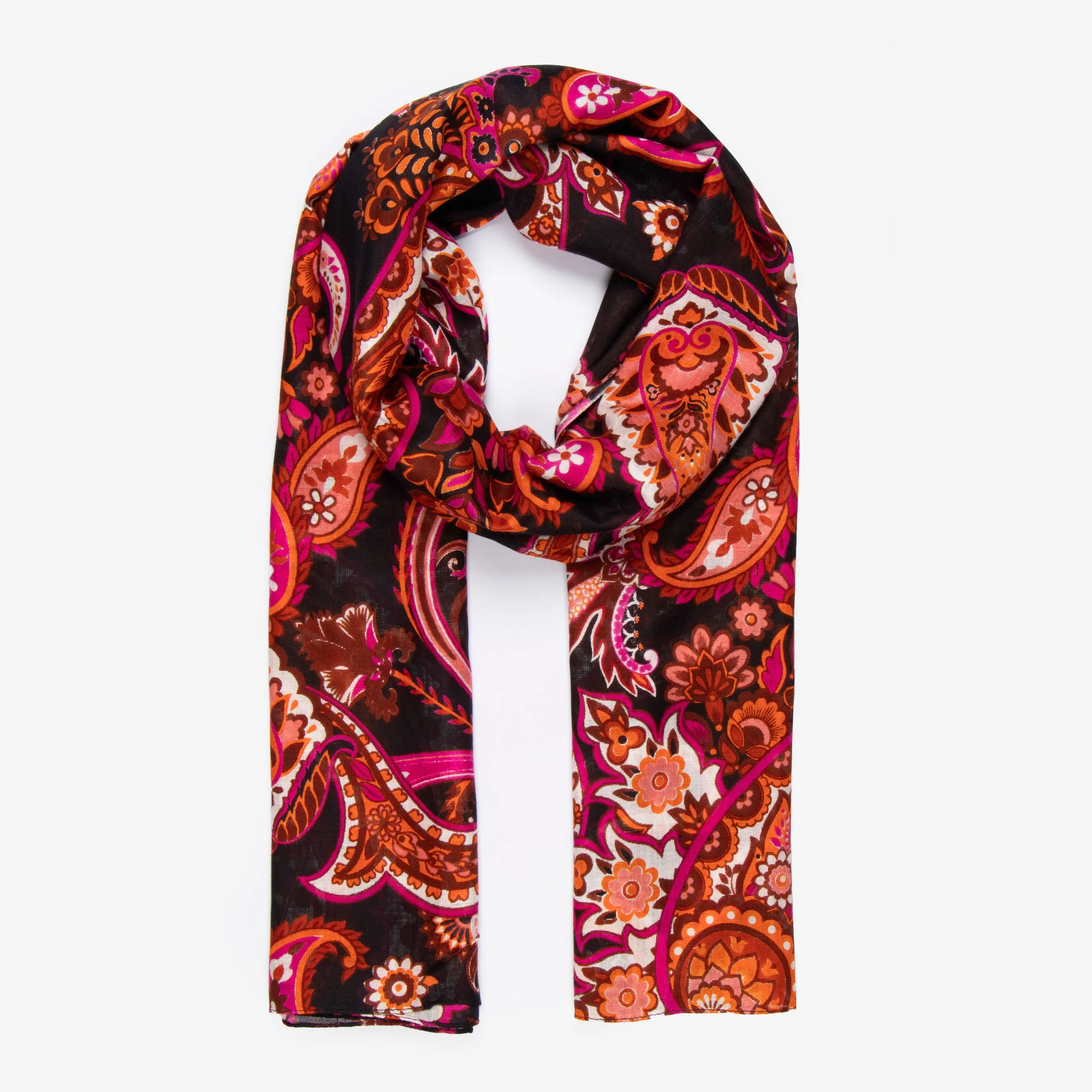 Ashton Lightweight Scarf - Burnt Orange, Paisley