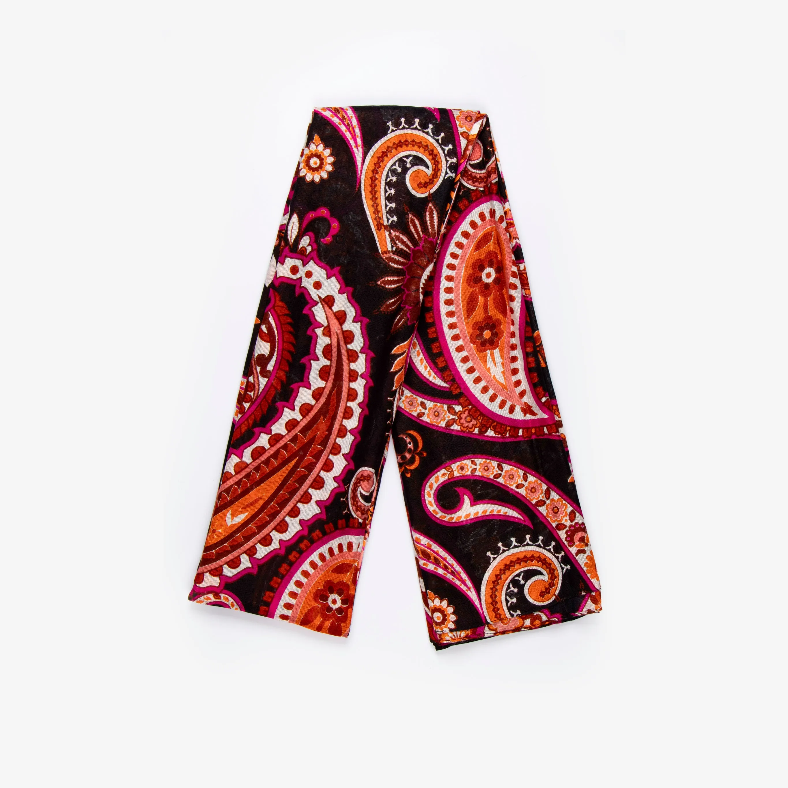 Ashton Lightweight Scarf - Burnt Orange, Paisley