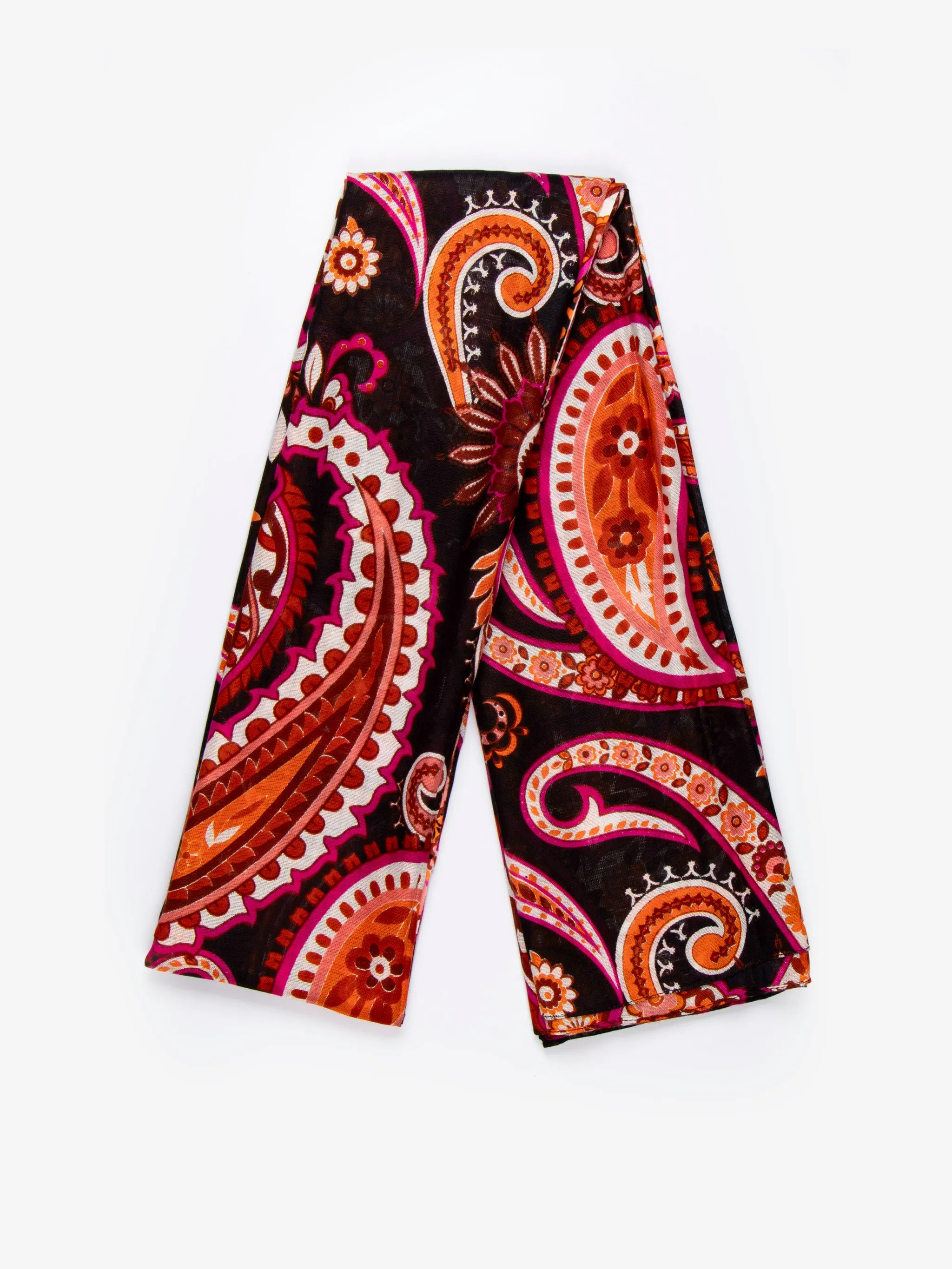 Ashton Lightweight Scarf - Burnt Orange, Paisley