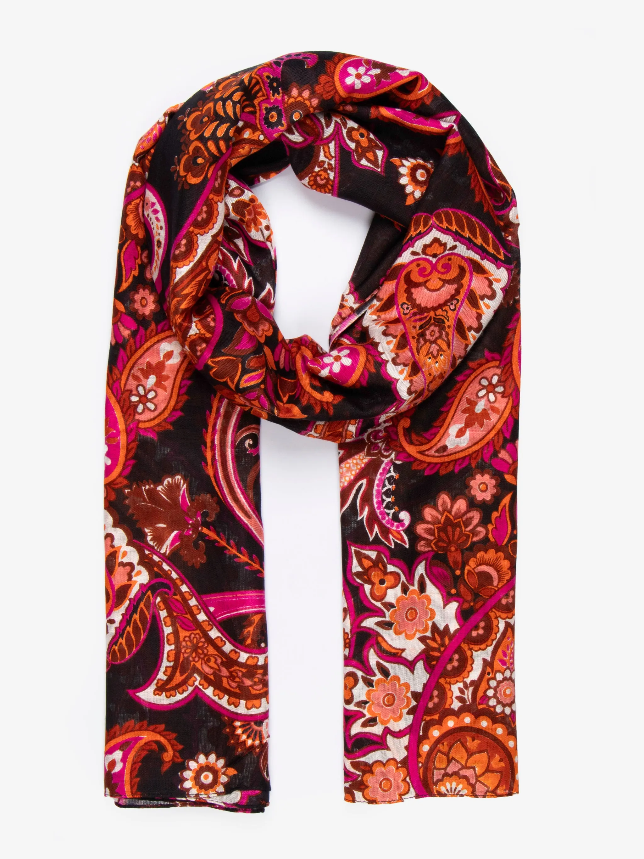 Ashton Lightweight Scarf - Burnt Orange, Paisley