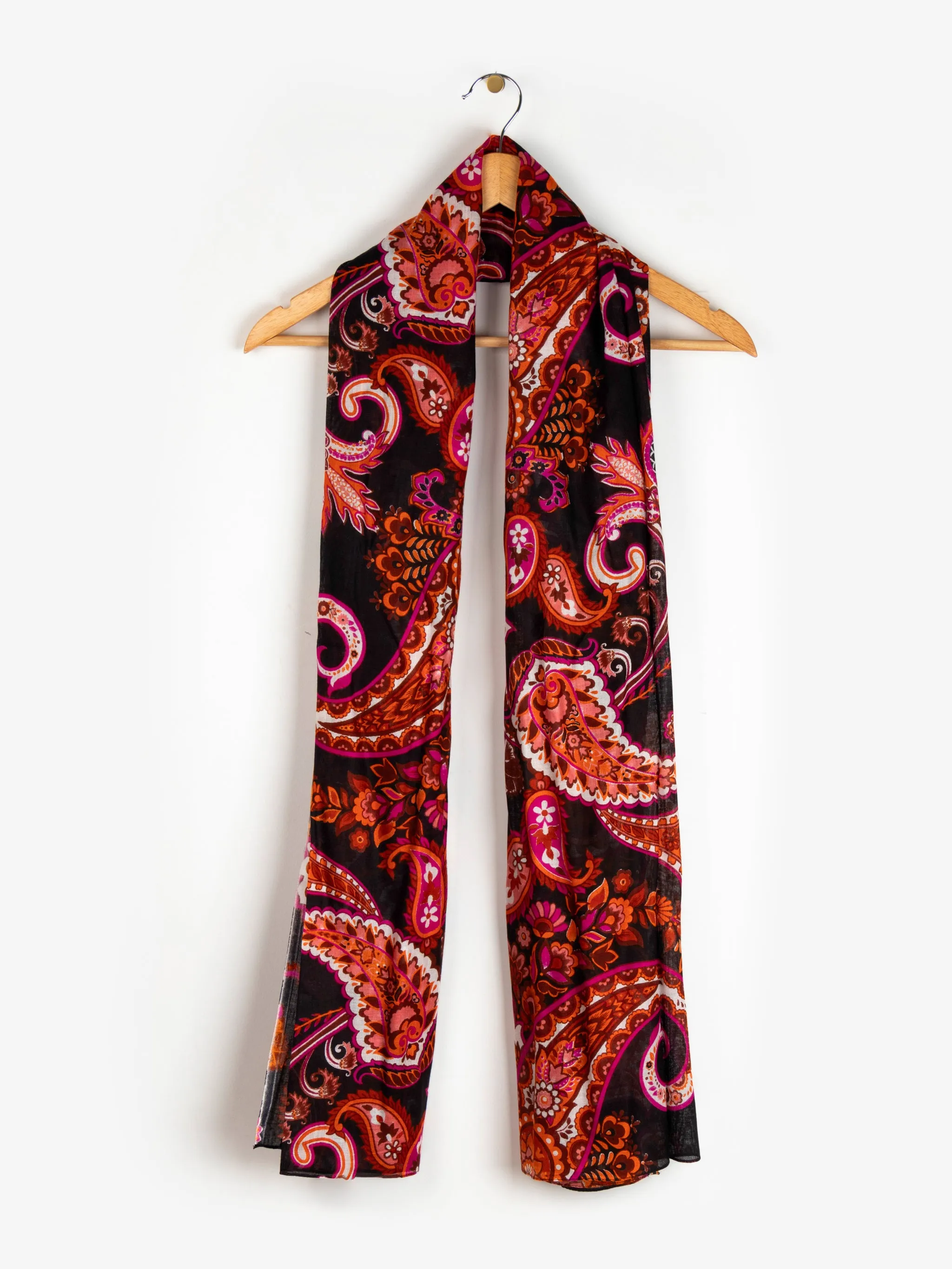 Ashton Lightweight Scarf - Burnt Orange, Paisley