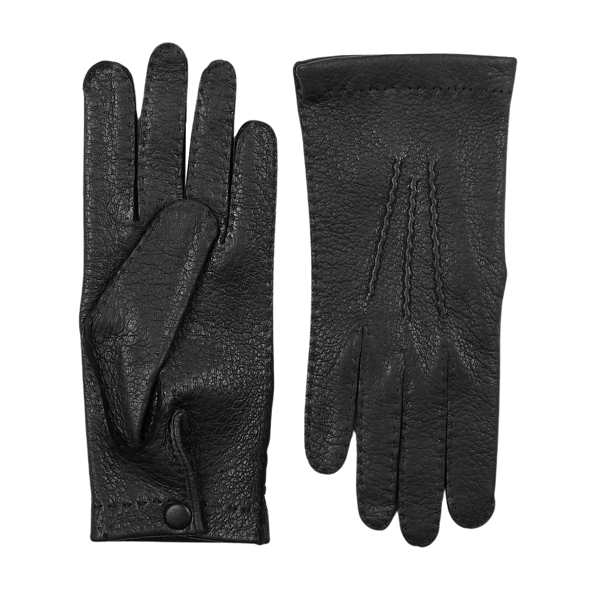 Black Peccary Unlined Palm Button Gloves