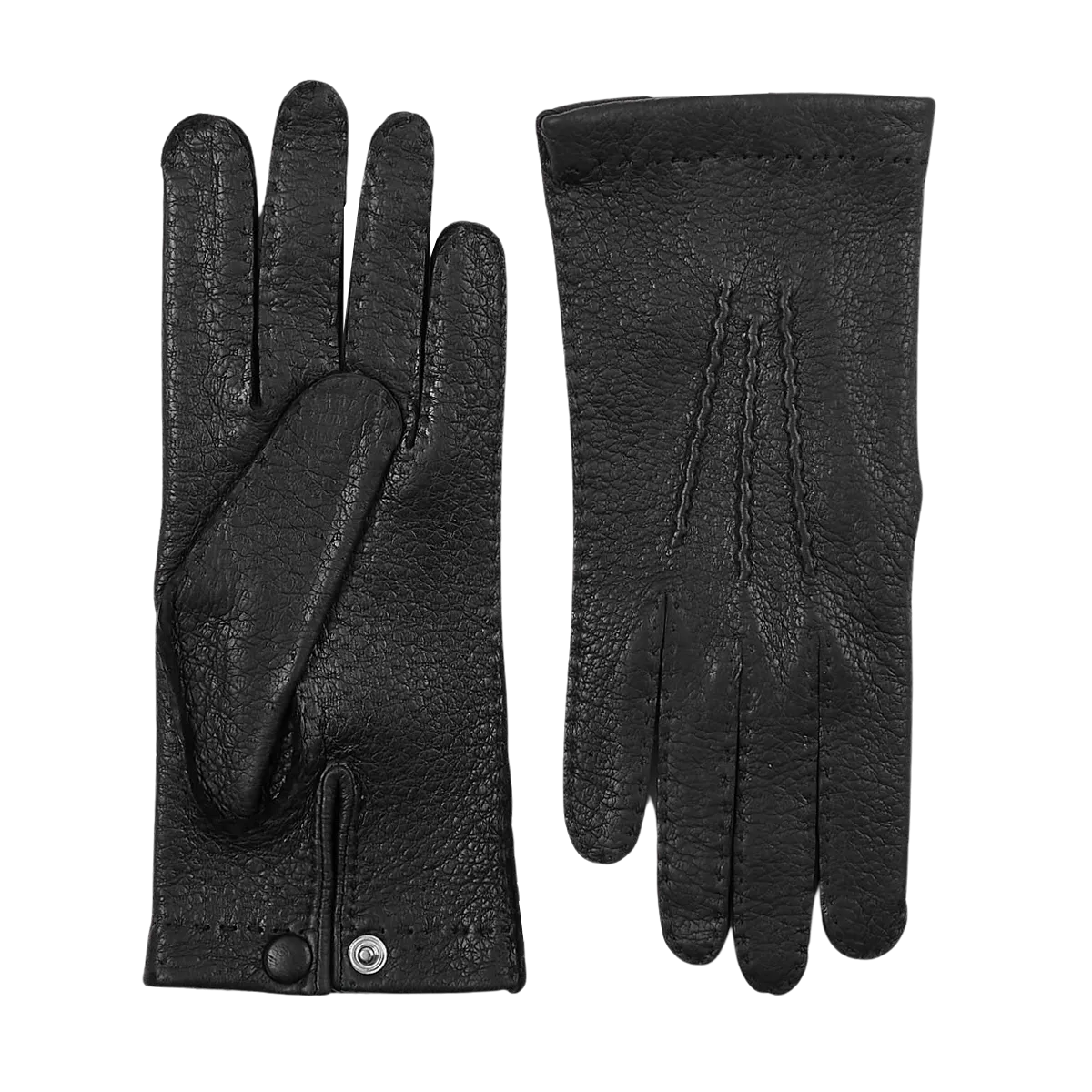 Black Peccary Unlined Palm Button Gloves