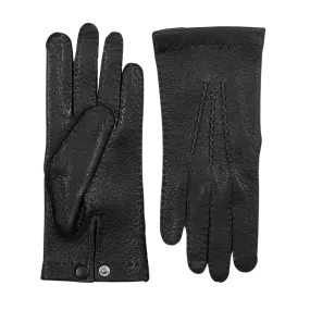 Black Peccary Unlined Palm Button Gloves