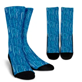 Blue Music Crew Socks