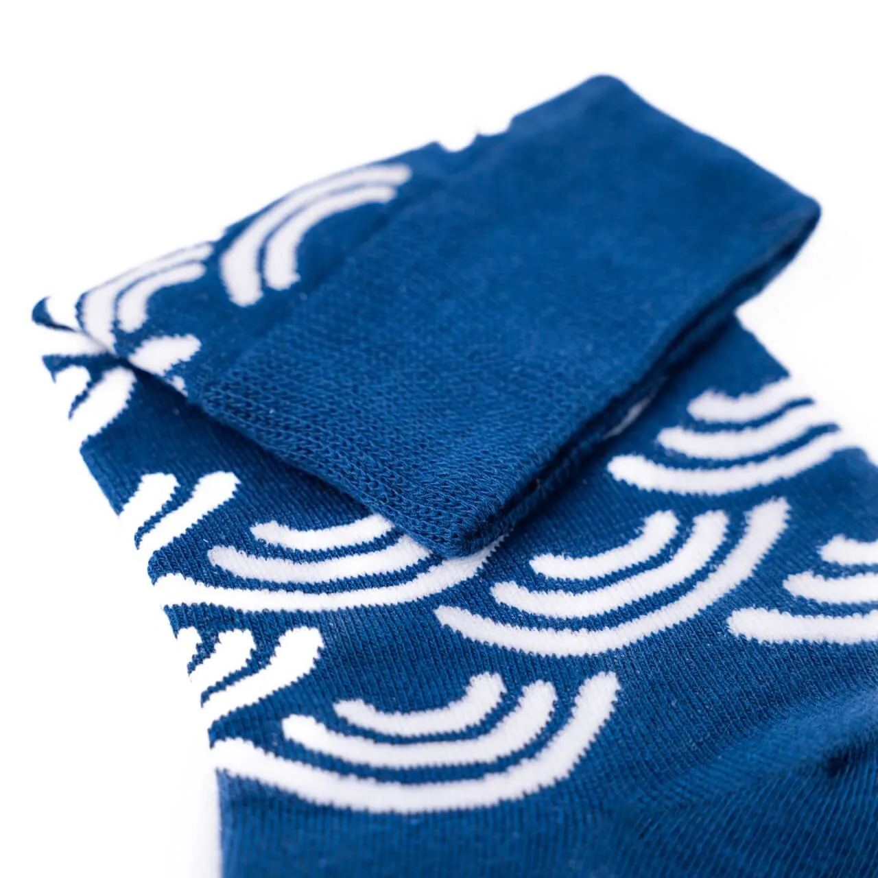 Blue Patterned White Waves Dress Socks