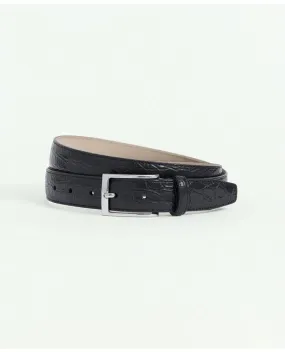 Brooks Brothers Men's Leather Alligator Textured Belt Black