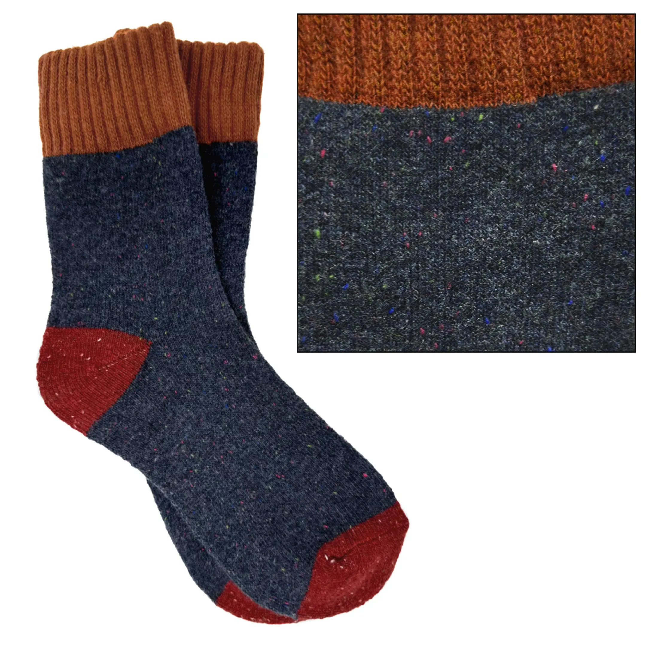 Camilla Socks: Burnt Orange/Navy