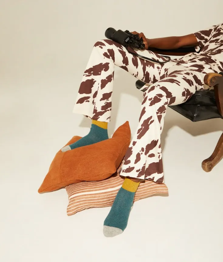 Camilla Socks: Burnt Orange/Navy