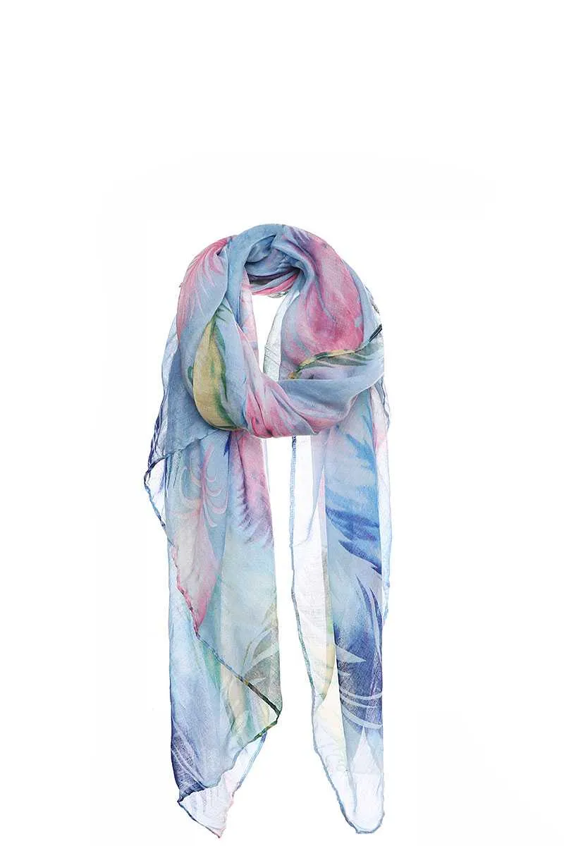 Chic Soft Multi Color Feather Print Scarf