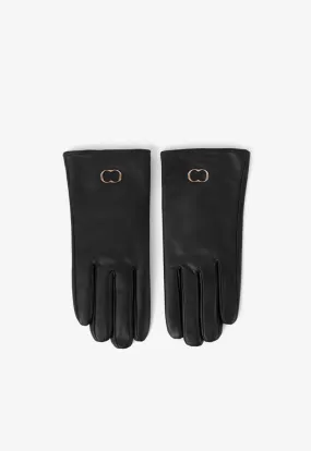 Choice Solid Metal Emblem Gloves Black