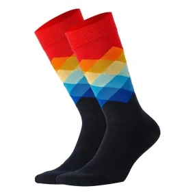 Cotton, Colourful, Diamond Patterned Socks