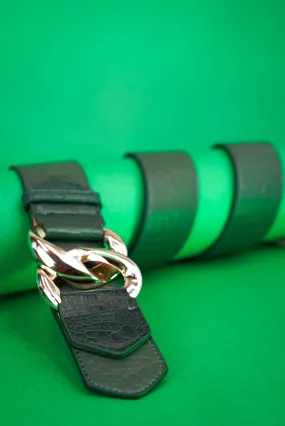 Crocodile Texture Leather Belt