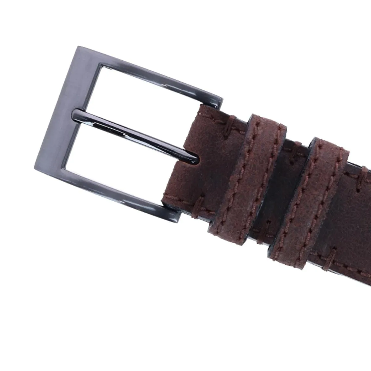 CTM® Men's Textured Italian Leather Belt with Sqaure Buckle