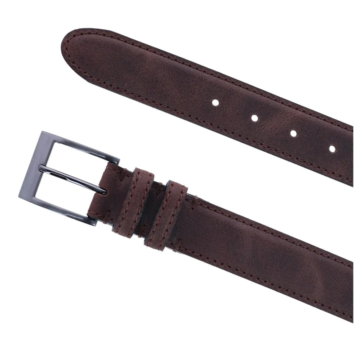 CTM® Men's Textured Italian Leather Belt with Sqaure Buckle