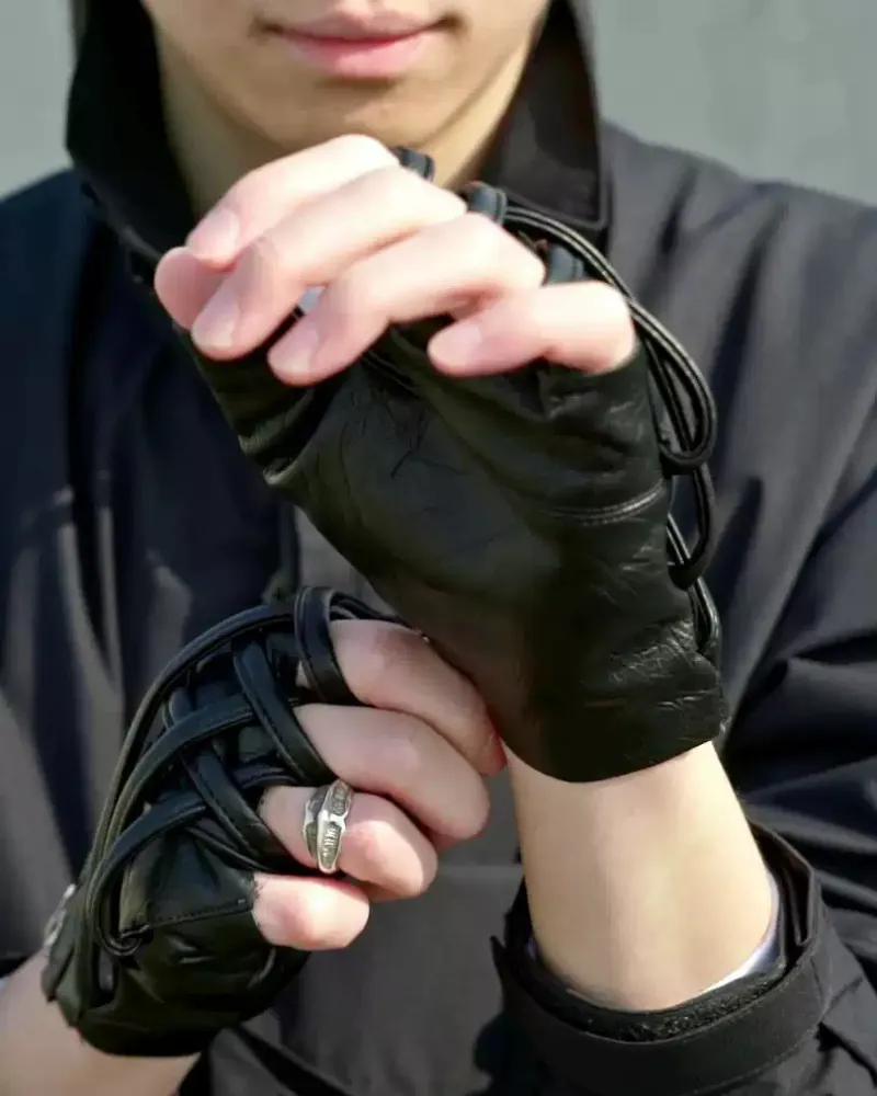 Cyberpunk Functional Zipper Motorcycle Fingerless Gloves