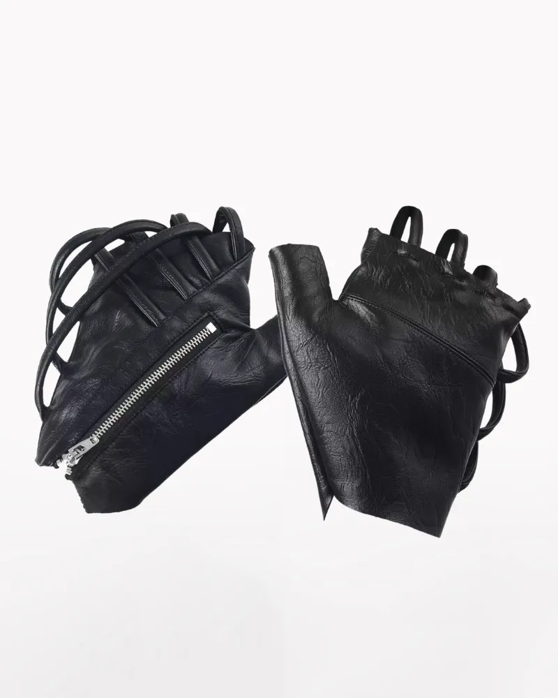 Cyberpunk Functional Zipper Motorcycle Fingerless Gloves