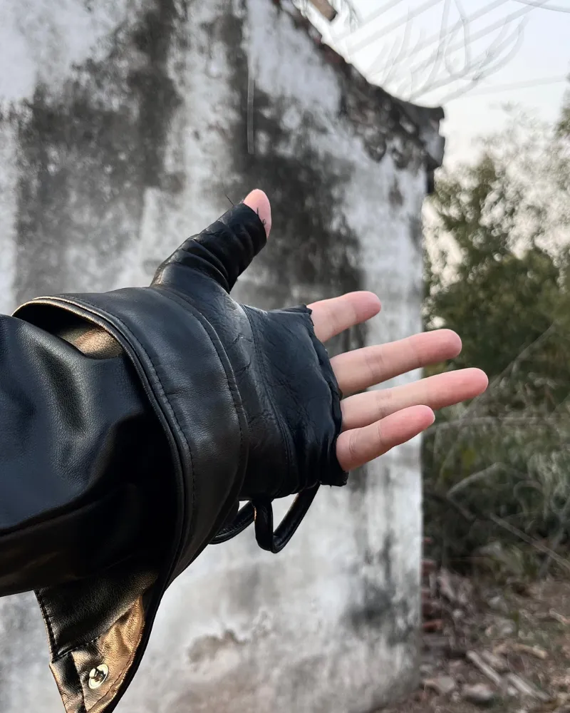 Cyberpunk Functional Zipper Motorcycle Fingerless Gloves