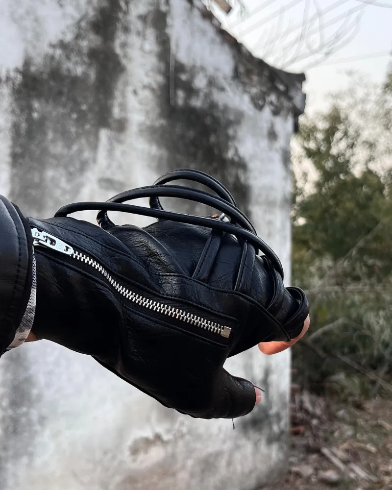 Cyberpunk Functional Zipper Motorcycle Fingerless Gloves