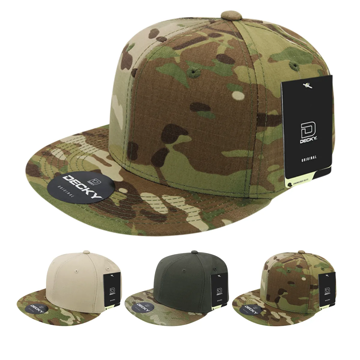 Decky 6302 - MultiCam Snapback Hat, Camo Flat Bill Cap - CASE Pricing