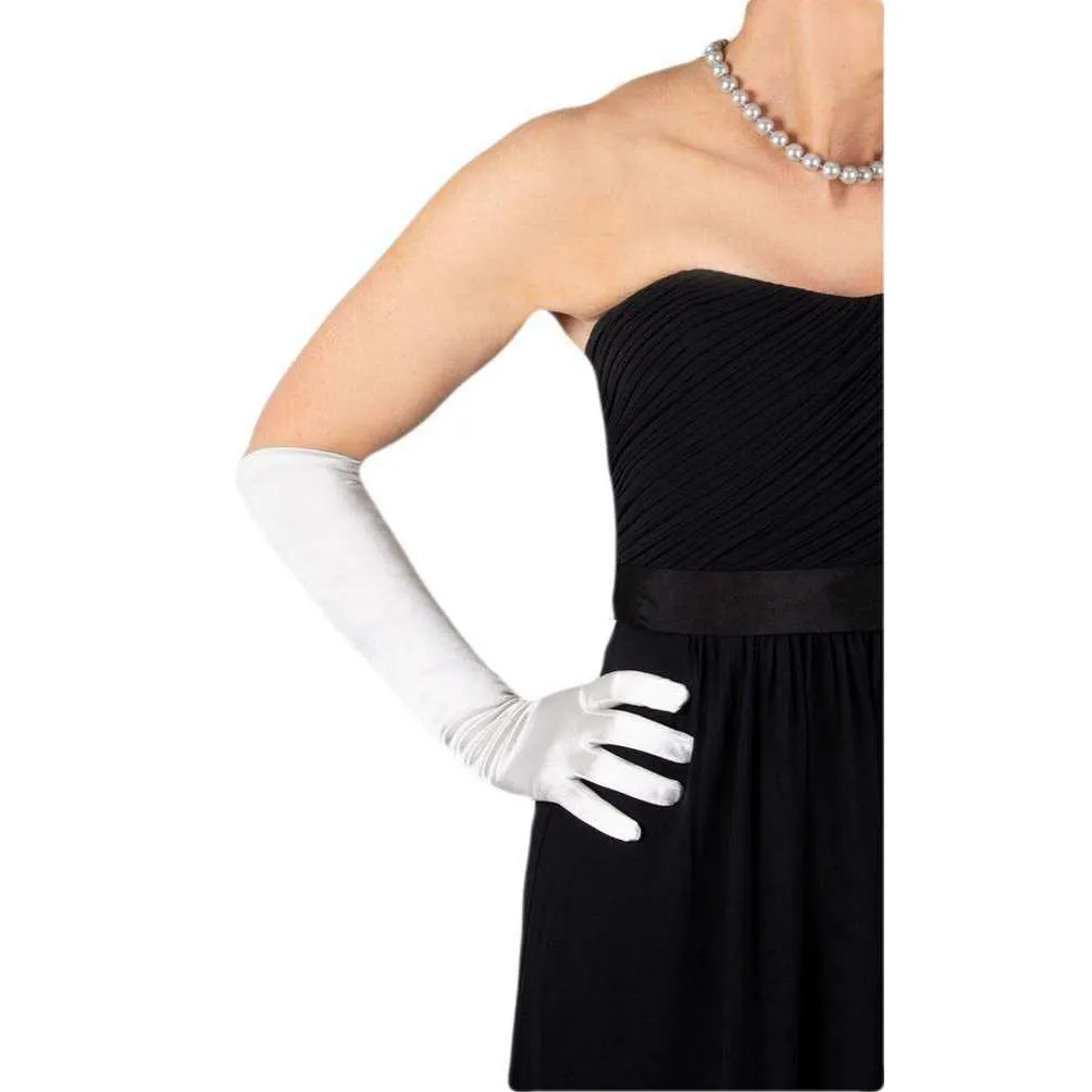 Dents Long Satin Elbow Length Evening Gloves - Ivory