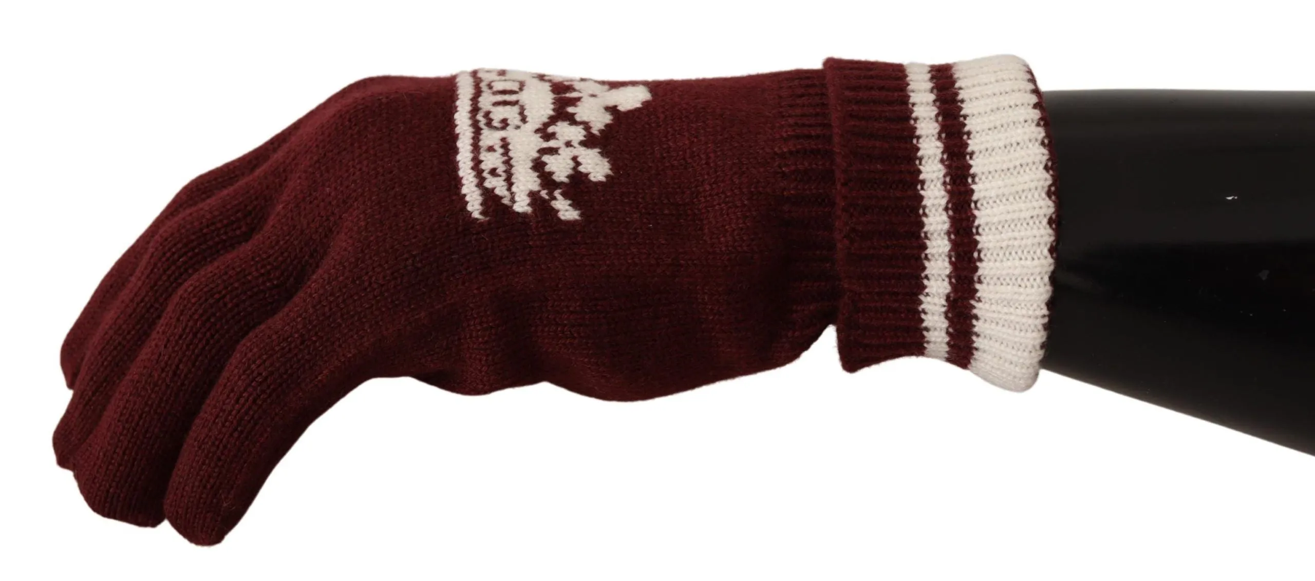 Dolce & Gabbana Elegant Red Cashmere Gloves with Crown Motif