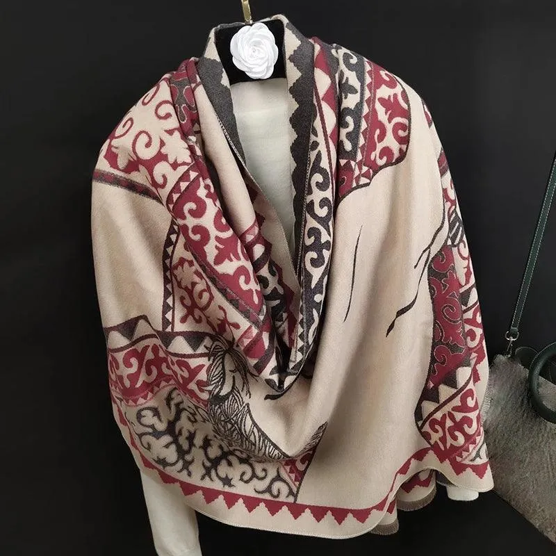 Elegant Cashmere-Blend Winter Shawl & Scarf with Unique Design