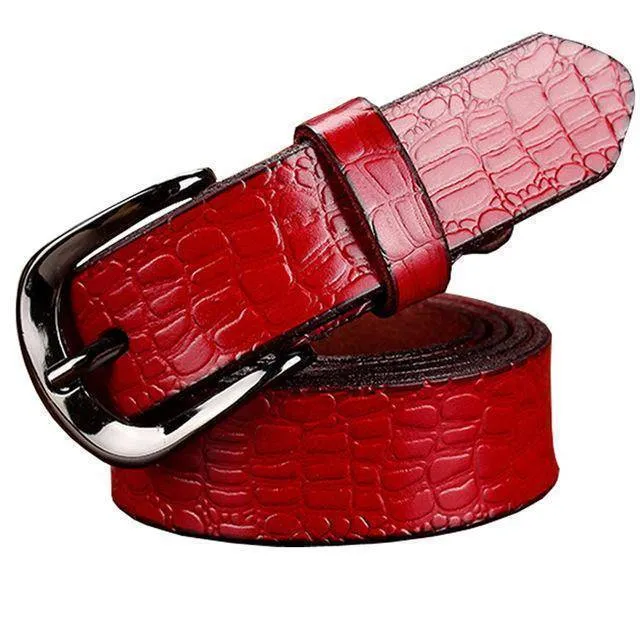 Fashion Belts for women Genuine leather belt woman High quality Designer Crocodile second layer Cow skin strap female for jeans