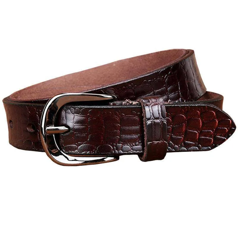 Fashion Belts for women Genuine leather belt woman High quality Designer Crocodile second layer Cow skin strap female for jeans