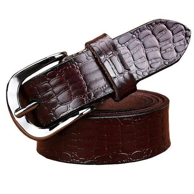 Fashion Belts for women Genuine leather belt woman High quality Designer Crocodile second layer Cow skin strap female for jeans