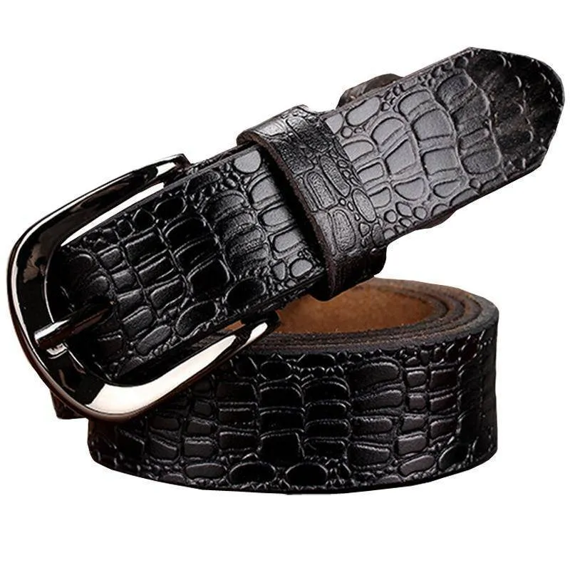 Fashion Belts for women Genuine leather belt woman High quality Designer Crocodile second layer Cow skin strap female for jeans