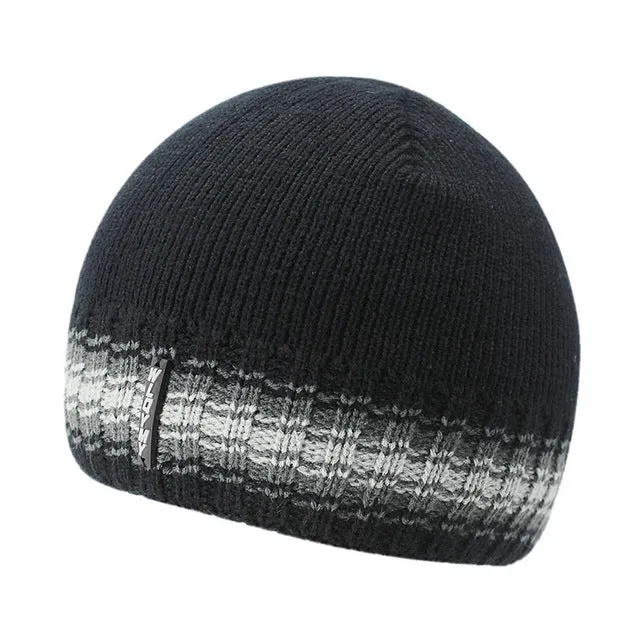 Fashion Knitted Beanie Hats for Men with Velvet Inside - Red,Gray,Blue,Coffee,Black