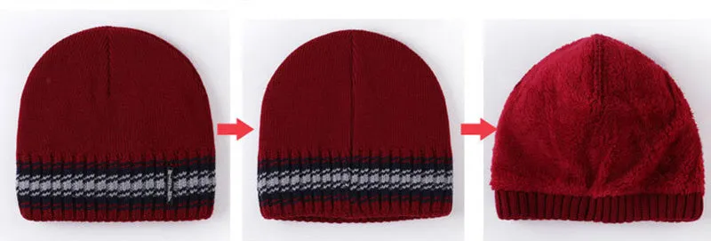 Fashion Knitted Beanie Hats for Men with Velvet Inside - Red,Gray,Blue,Coffee,Black