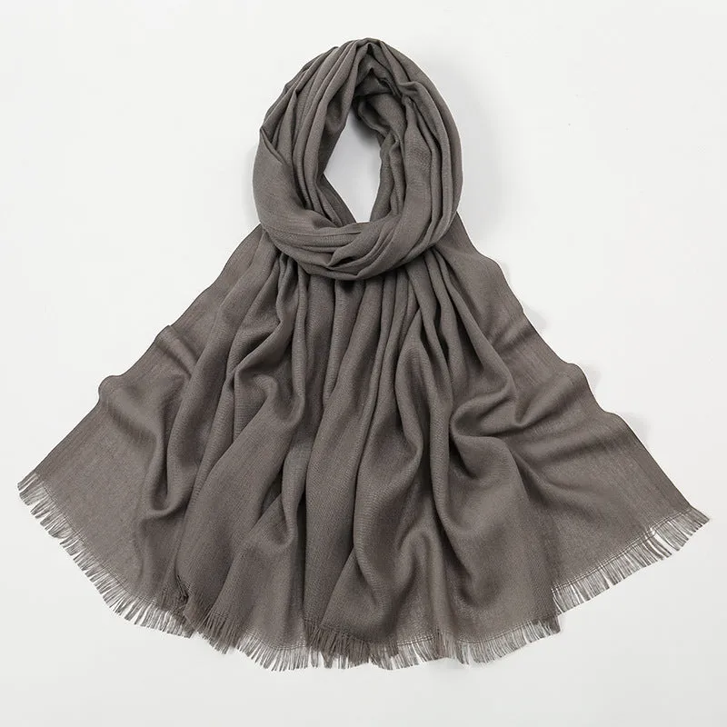 Flat Slub Cotton Solid Color Scarf Breathable Monochrome