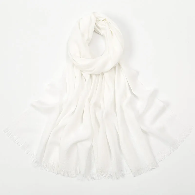 Flat Slub Cotton Solid Color Scarf Breathable Monochrome