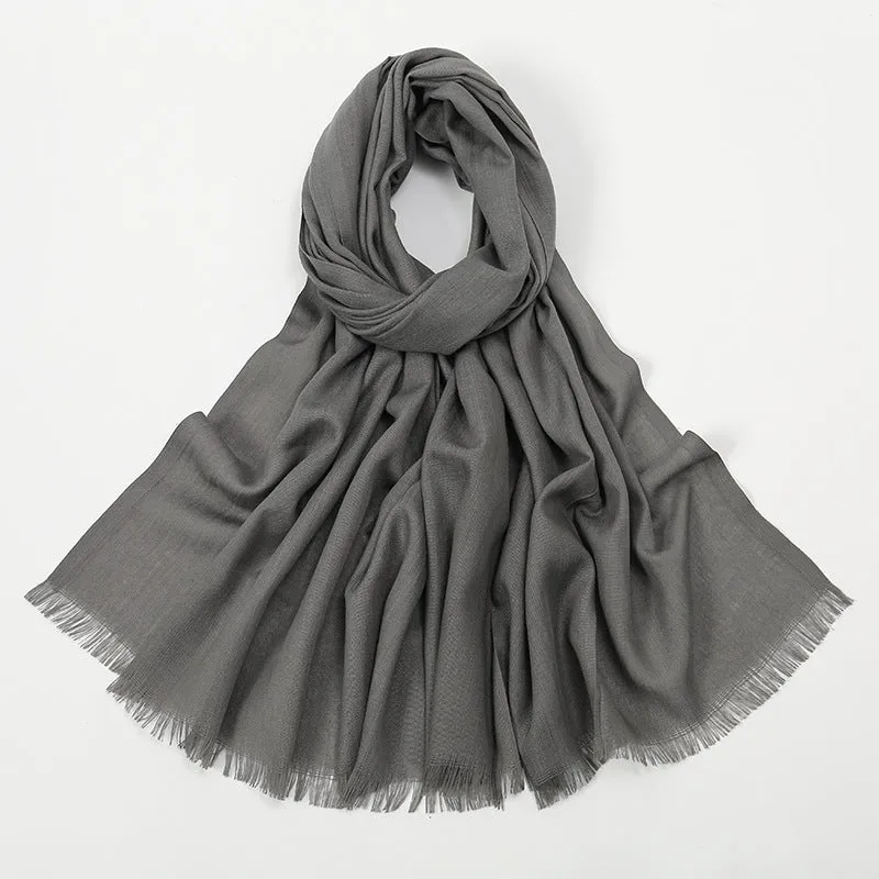 Flat Slub Cotton Solid Color Scarf Breathable Monochrome