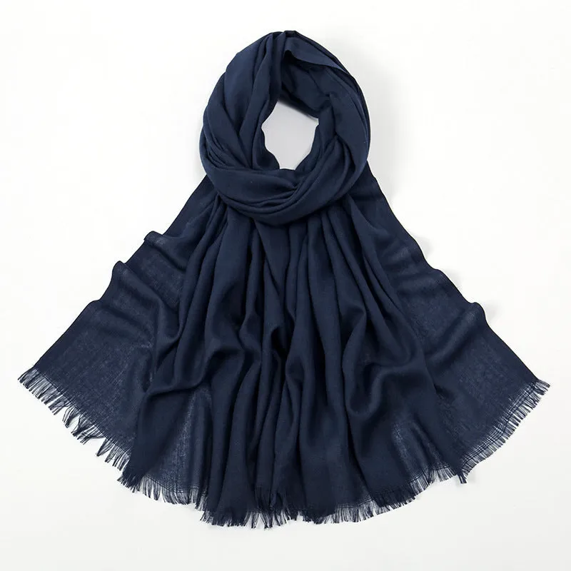 Flat Slub Cotton Solid Color Scarf Breathable Monochrome