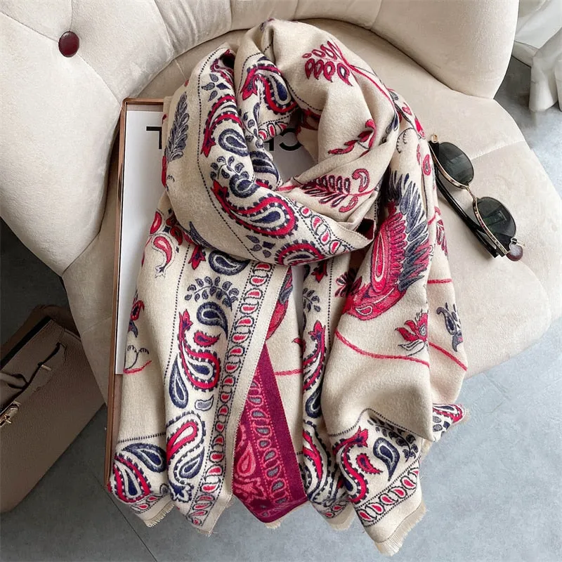 Floral Print Winter Scarf