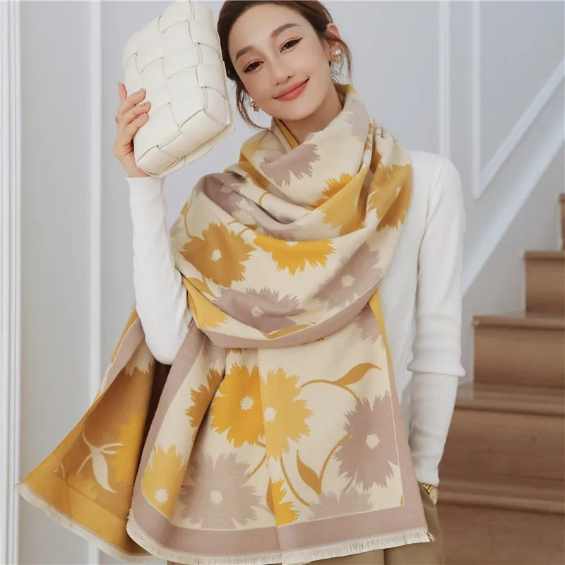 Floral Print Winter Scarf