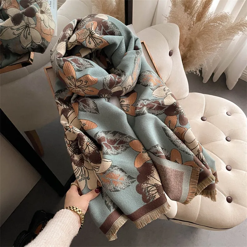 Floral Print Winter Scarf